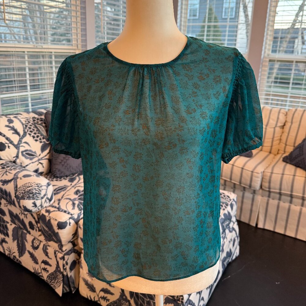 Cabi Blouse - Turquois Sheer - XS